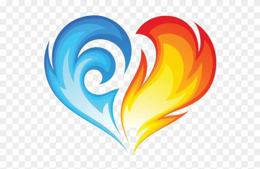 Water and Fire Heart Logo - Symbol of Elemental Harmony
