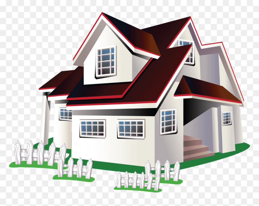 Cozy Two-Story House with Picket Fence - Ideal Family Home Illustration