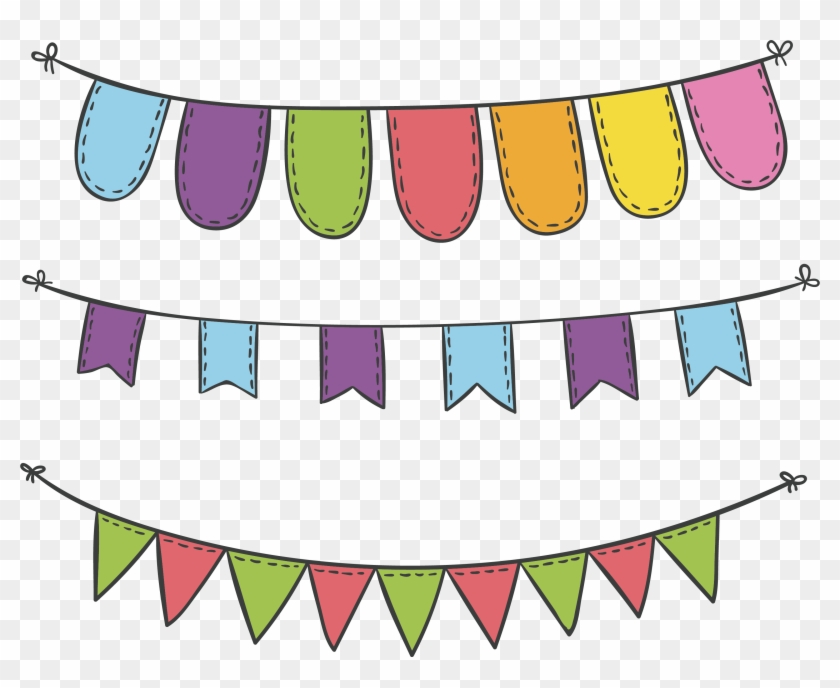 Colorful Bunting Flags Clipart - Festive Party Decorations SVG & PNG