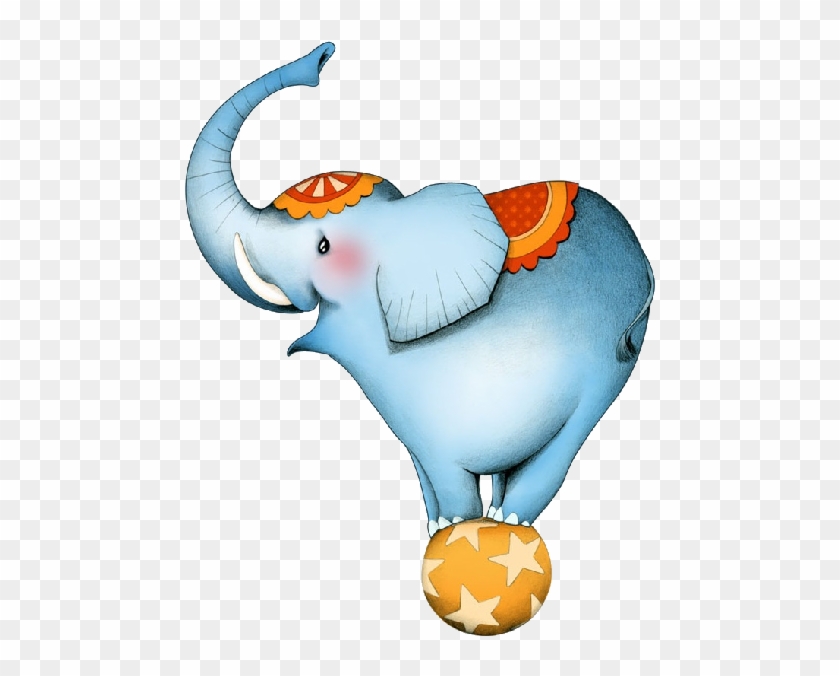 Cute Circus Elephant Balancing on Ball - Illustration for Kids & Design