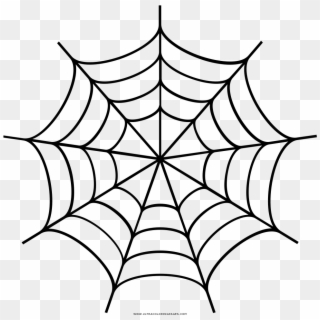 Black line drawing of a symmetrical spiderweb on transparent background.