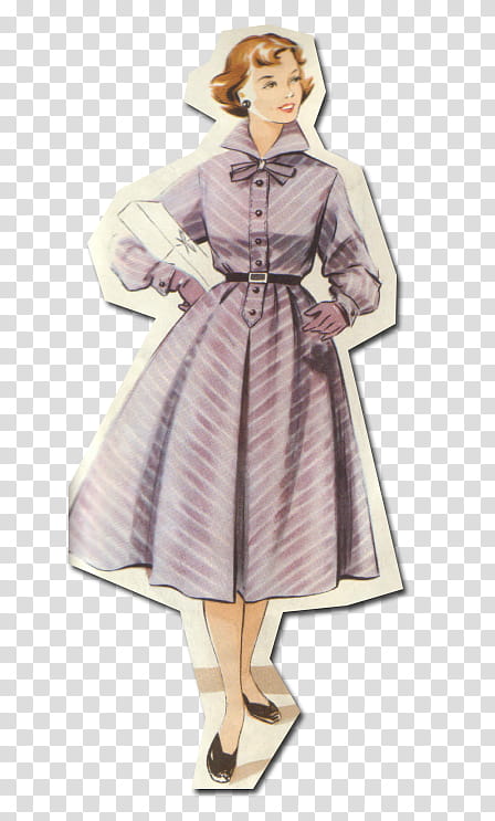 1950s Paper Doll Fashion Illustration - Retro Style & Elegance