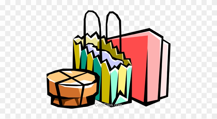 Colorful shopping bags and a wrapped gift box on transparent background, symbolizing retail purchases or gifting.