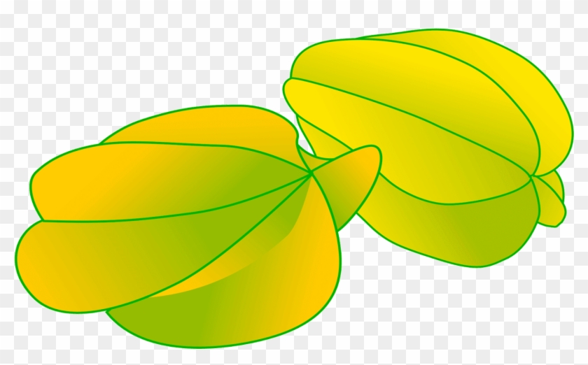 Two vibrant yellow-green star fruits illustrated in a clean vector style with green outlines and gradient shading.
