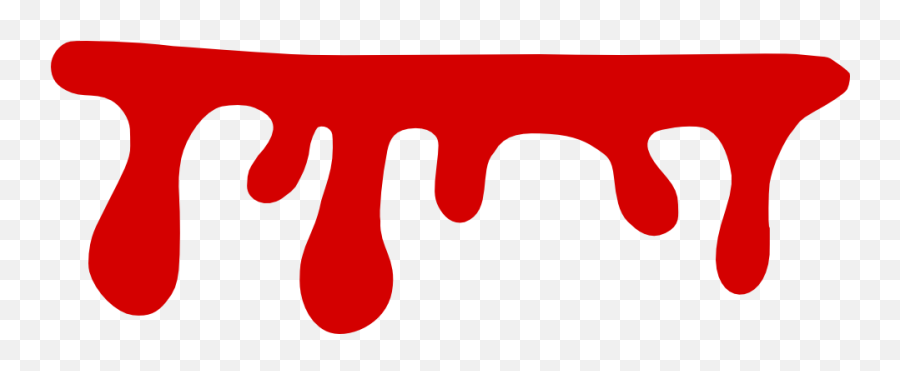 Red liquid dripping in a stylized graphic, resembling blood or paint on transparent background.