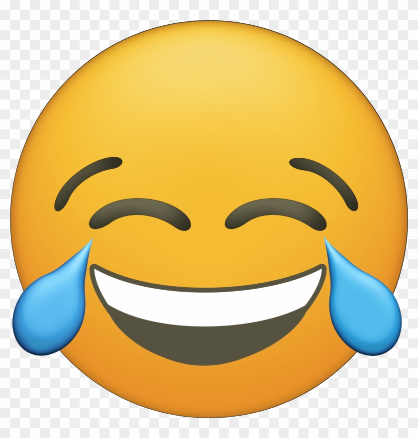 Yellow emoji face laughing with tears of joy, eyes closed, wide smile showing teeth.