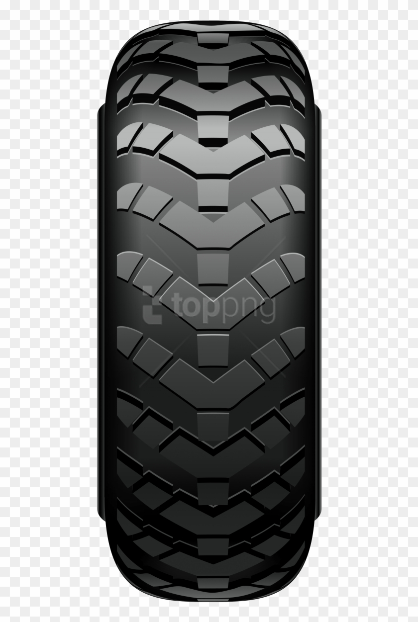Close-up of a rugged off-road tire with aggressive tread pattern on transparent background.
