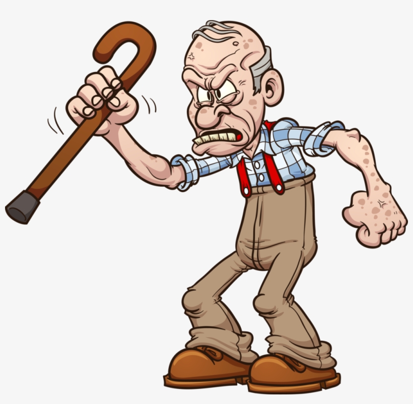 Grumpy Old Man Cartoon Illustration - Free Clipart Download