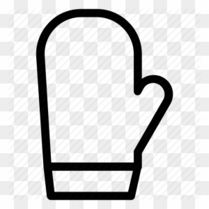 Black line-art illustration of a single oven mitt on transparent background.
