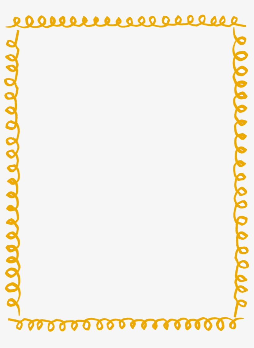 Hand-drawn yellow spiral border frame on white background, decorative and playful.