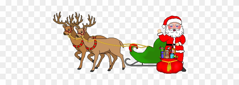 Santa Claus Sleigh with Reindeer - Festive Holiday Illustration