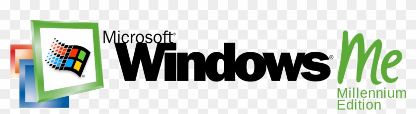 Microsoft Windows Me (Millennium Edition) logo with colorful window icon and green "Me" text.