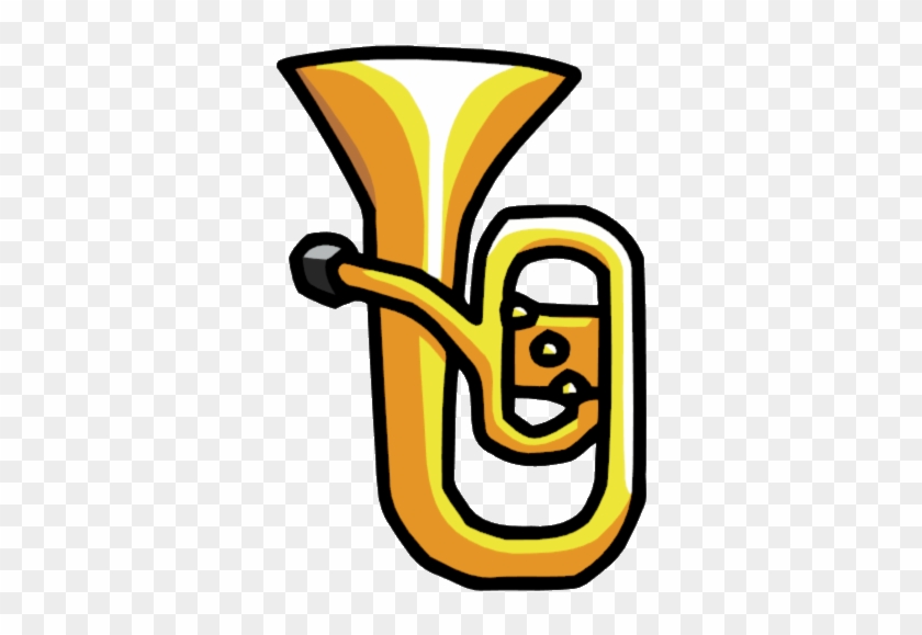 Cartoon tubist. Musician playing a tuba. Clipart, hand-drawn