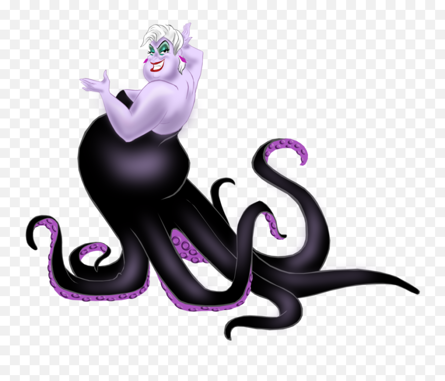 Ursula, the sea witch from Disney’s The Little Mermaid, with purple skin, white hair, and black octopus tentacles.