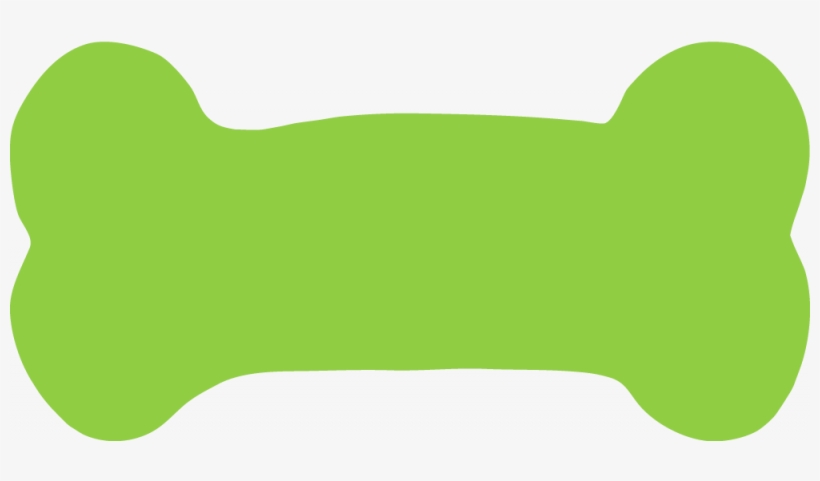 A solid lime-green dog bone shape on a white background, stylized and simplified for graphic use.
