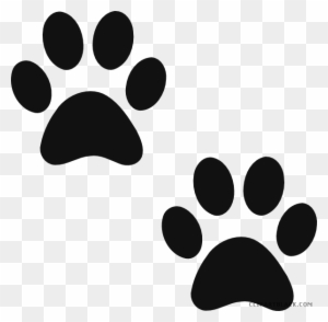 Black silhouette of two animal paw prints on transparent background