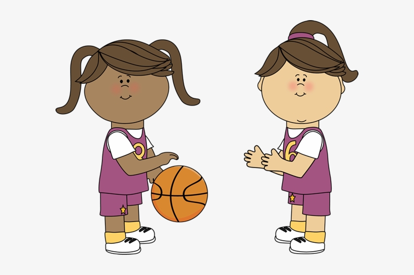 Girls Basketball Clipart - Diverse Youth Sports Illustration