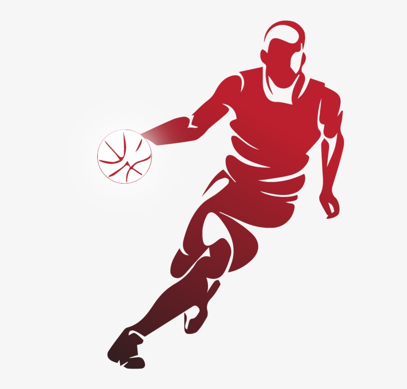 Basketball Player Silhouette Illustration - Dynamic Dribble Action