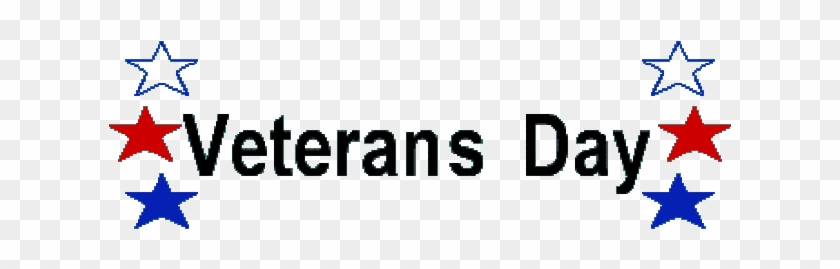 Veterans Day logo with red, white, and blue stars framing bold black text on transparent background.