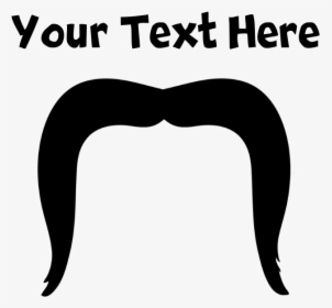 Black silhouette of a classic handlebar mustache on white background with placeholder text above.