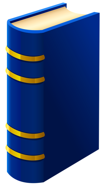 A blue hardcover book with gold decorative bands on the spine and cream-colored pages.