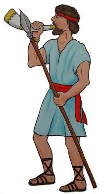 Biblical Warrior with Shofar Horn - Ancient Israelite Soldier Illustration