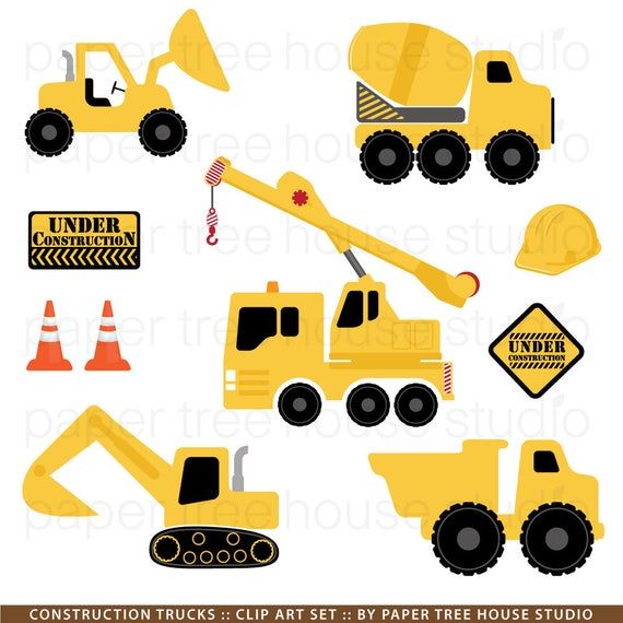 Construction Trucks Clip Art Set - Free Download by Paper Tree House Studio