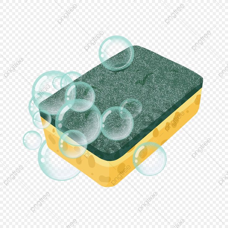 Cleaning Sponge with Bubbles - High-Quality Illustration for Kitchen & Household Pages