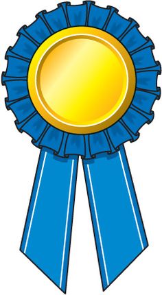 Blue Award Ribbon with Gold Center - Recognition & Achievement Symbol