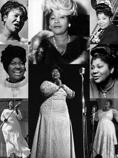 Collage of iconic Black female singers including Aretha Franklin, Mahalia Jackson, and Ella Fitzgerald in performance and portrait shots.