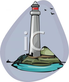 Lighthouse Illustration - Coastal Navigation & Nautical Safety Symbol