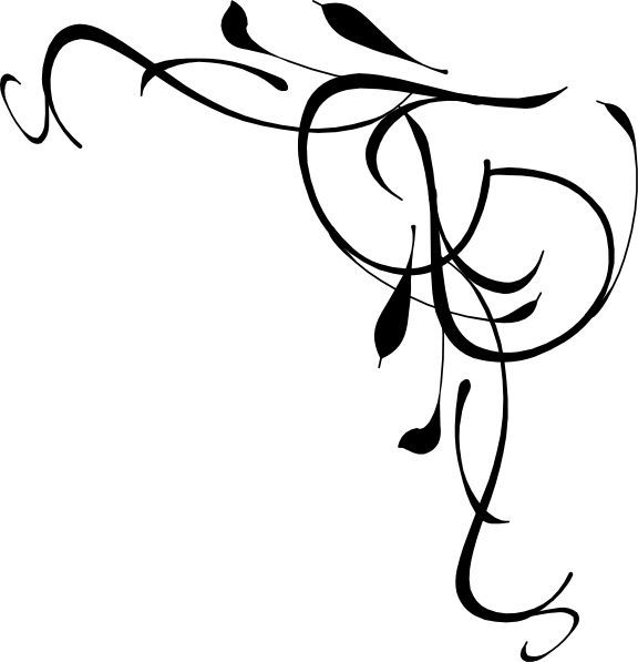 Elegant black-and-white floral swirl design with leaf motifs, suitable for decorative borders or logos.