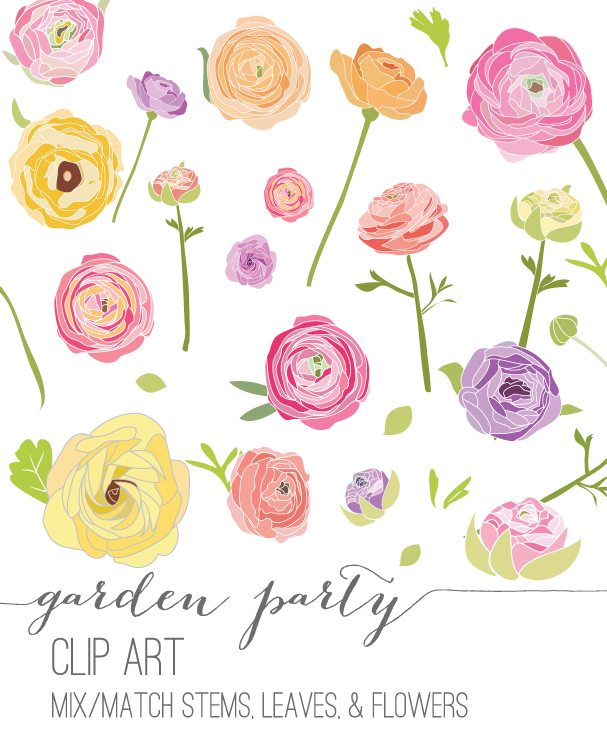 Garden Party - Flower Clip Art | Garden party, Clip art, Flower clip ...