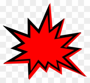 Red and black comic-style explosion burst graphic on transparent background