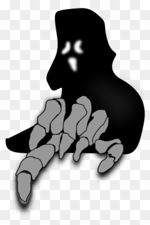A black hooded ghostly figure with a skeletal hand reaching forward against a transparent background.