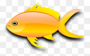 Bright yellow-orange cartoon fish with gradient coloring and translucent fins on checkered transparent background.