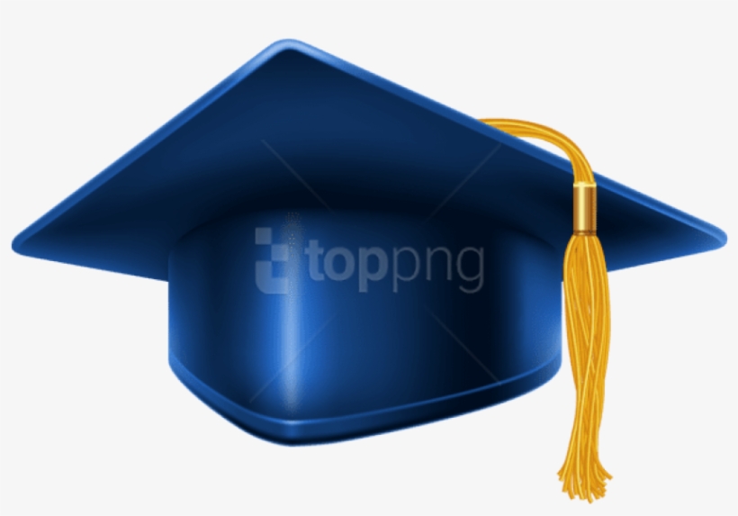 Blue graduation cap with gold tassel, symbolizing academic achievement and commencement ceremony.