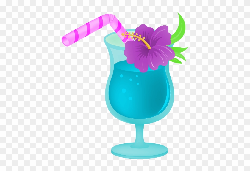Tropical Blue Cocktail with Hibiscus Garnish - Refreshing Summer Drink