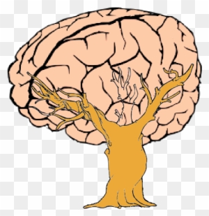 A stylized illustration of a human brain with a tree growing from its center, symbolizing growth, learning, or neural connections.