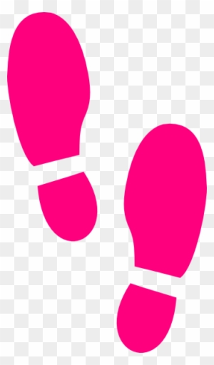 Bright pink silhouette of two walking footprints on transparent background, showing heel-to-toe motion.