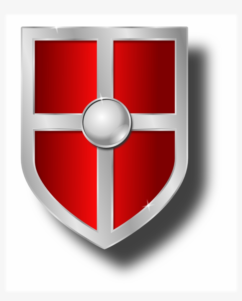 Red and Silver Shield Icon - Medieval Defense Symbol for Websites and Apps