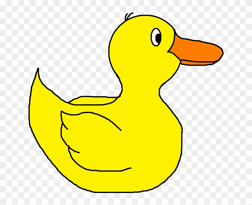 Bright yellow rubber duck with orange beak, simple cartoon style on transparent background.