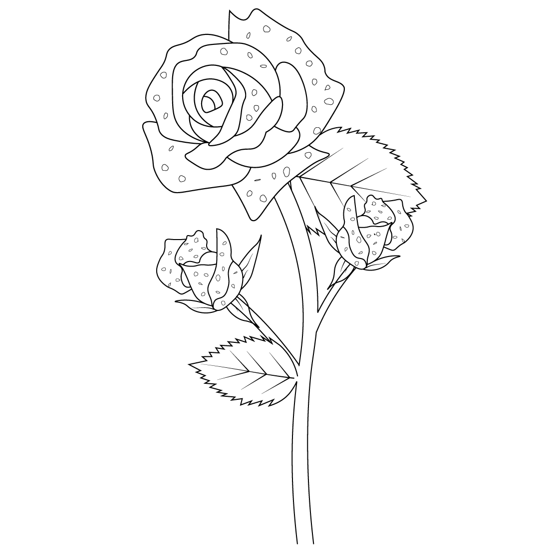 Printable Rose Coloring Page - Elegant Line Art for Adults & Kids