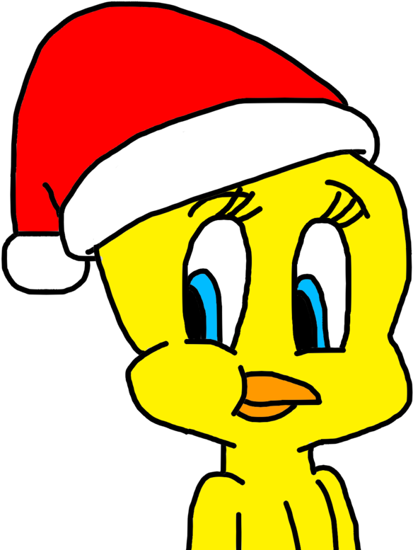 Festive Tweety Bird in Santa Hat - Free Christmas Clipart