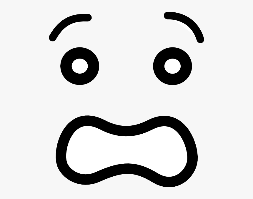 Black-and-white cartoon face with wide eyes, raised eyebrows, and a wavy open mouth expressing shock or surprise.