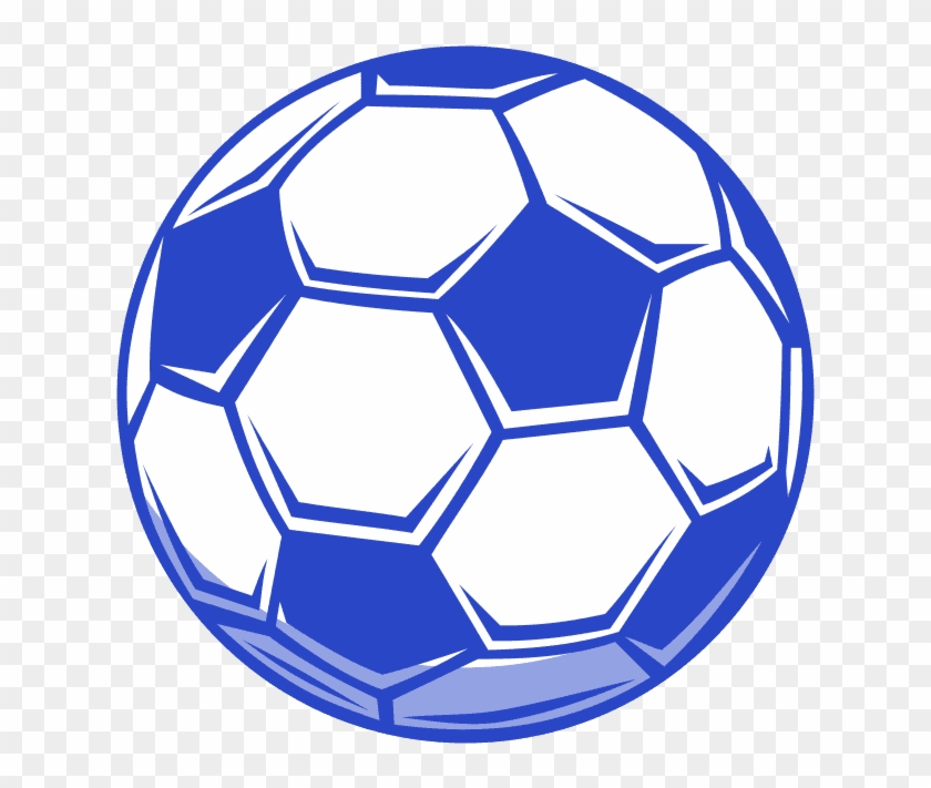 Blue and white classic soccer ball with hexagonal and pentagonal panels on transparent background.