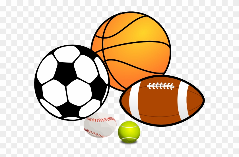 Collection of sports balls including soccer, basketball, football, baseball, and tennis ball on transparent background.