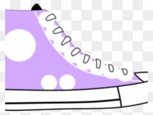 Purple high-top sneaker illustration with white laces, circular patterns, and black sole on transparent background.
