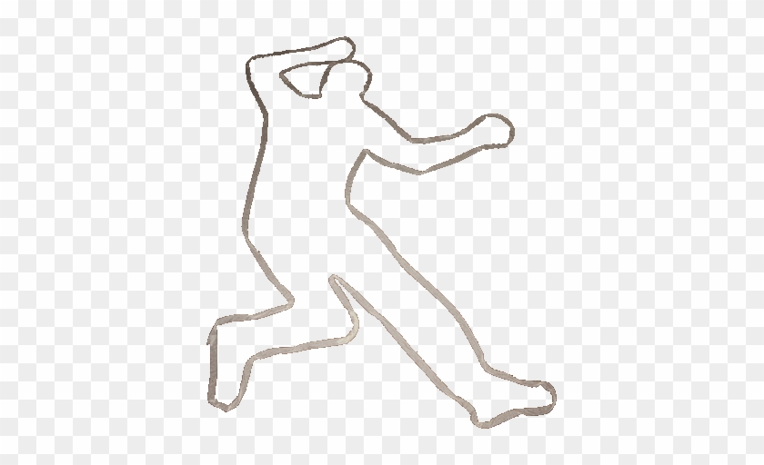 Hand-drawn outline of a person running, captured mid-stride with arms pumping and legs extended.