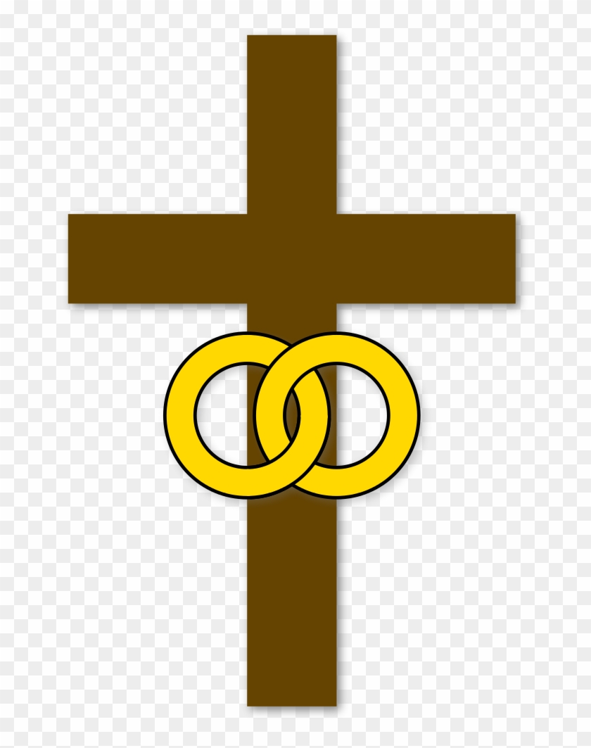 Christian Wedding Symbol - Cross with Interlocking Rings
